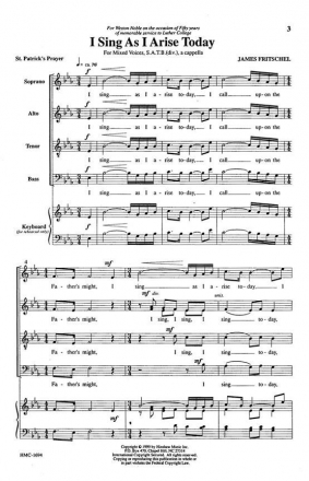 James Fritschel, I Sing As I Arise SATB a Cappella Chorpartitur