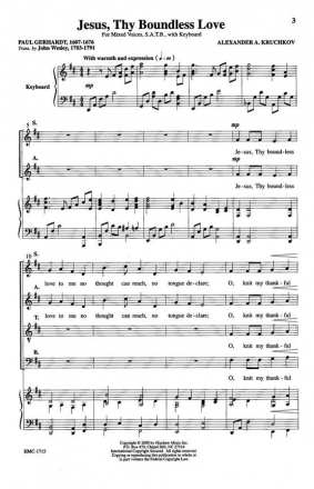 Alexander Kruchkov, Jesus, Thy Boundless Love SATB and Keyboard Chorpartitur