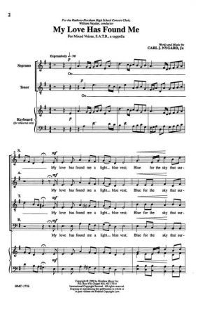 Carl Nygard, My Love Has Found Me SATB a Cappella Chorpartitur