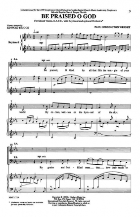 Paul Leddington Wright, Be Praised O God SATB and Keyboard Chorpartitur