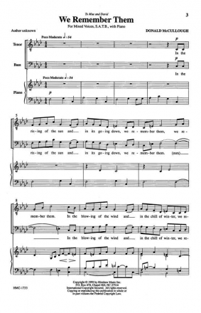 Donald McCullough, We Remember Them SATB, Piano Chorpartitur