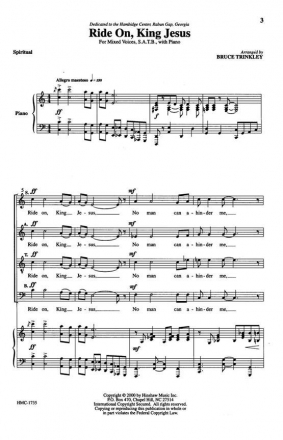 Ride On, King Jesus SATB, Piano Chorpartitur