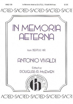 Antonio Vivaldi, In Memoria Aeterna SATB and Keyboard Chorpartitur