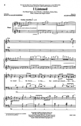 Allen Koepke, I Listened SATB Divisi, Piano Chorpartitur