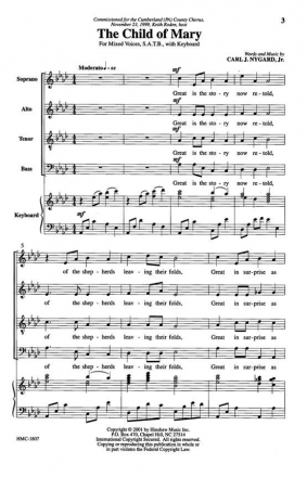 Carl Nygard, The Child Of Mary SATB Divisi, Keyboard Chorpartitur