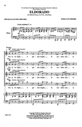 Emma Lou Diemer, Eldorado SATB, Piano Chorpartitur