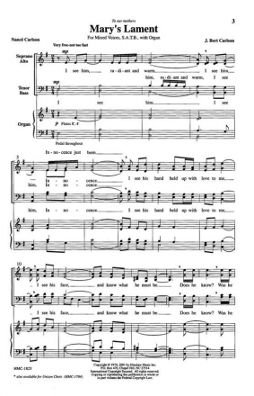 J. Bert Carlson, Mary's Lament SATB and Organ Chorpartitur