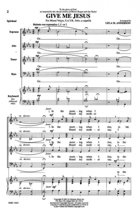 Give Me Jesus SATB, Contralto Solo, a Cappella Chorpartitur