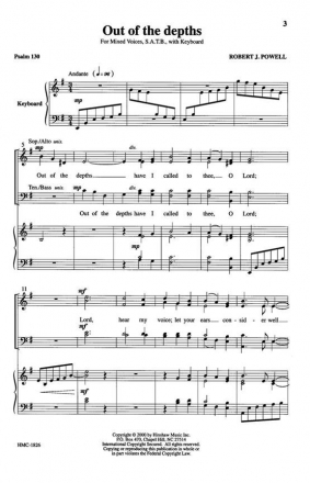 Robert Powell, Out Of The Depths SATB and Organ Chorpartitur