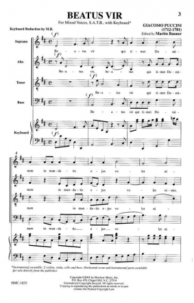 Giacomo Puccini, Beatus Vir SATB and Keyboard Chorpartitur