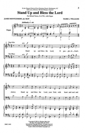 Mark L. Williams, Stand Up And Bless The Lord SATB and Organ Chorpartitur