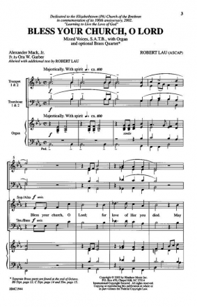 Robert Lau, Bless Your Church, O Lord SATB and Organ Chorpartitur