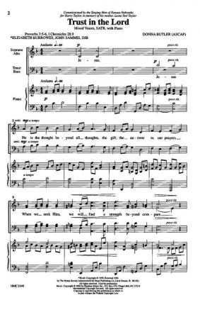 Donna Butler, Trust In The Lord SATB, Piano Chorpartitur