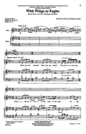 Donald McCullough, With Wings As Eagles SATB, Piano and Flute Chorpartitur