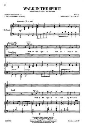 David III Lantz, Walk In The Spirit SATB and Keyboard Chorpartitur