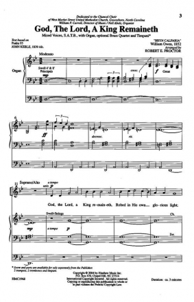 William Owen, God, The Lord, A King Remaineth SATB and Organ Chorpartitur