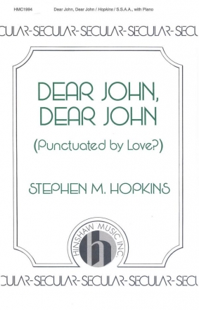 Steve Hopkins, Dear John, Dear John SSAA, Piano Chorpartitur