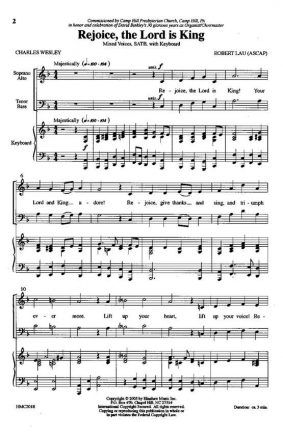 Robert Lau, Rejoice, The Lord Is King SATB and Keyboard Chorpartitur