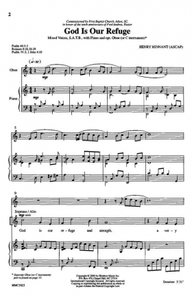 Henry Hinnant, God Is Our Refuge SATB, Piano and Oboe Chorpartitur