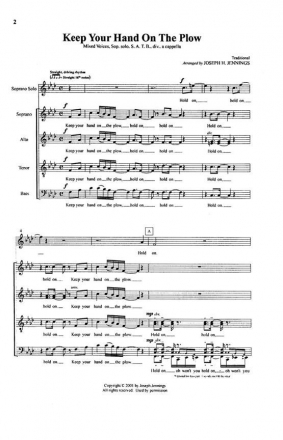 Keep Your Hand On The Plow SATB, Soprano Solo, a Cappella Chorpartitur