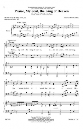 David Schwoebel, Praise My Soul The King Of Heaven SATB, Piano Chorpartitur