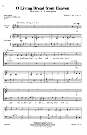 Robert Lau, O Living Bread From Heaven SATB and Keyboard Chorpartitur