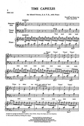 Don McAfee, Time Capsules SATB, Piano Chorpartitur