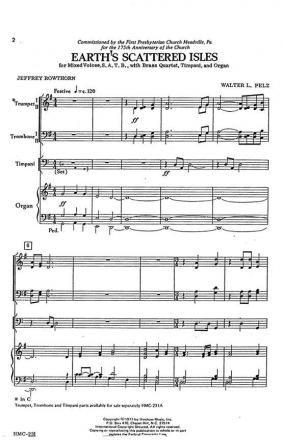 Walter Pelz, Earth's Scattered Isles SATB and Organ Chorpartitur