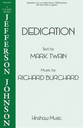 Richard Burchard, Dedication TTBB Chorpartitur