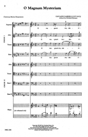 Giovanni Gabrieli, O Magnum Mysterium SATB - ATBB Double, a Cappella Chorpartitur