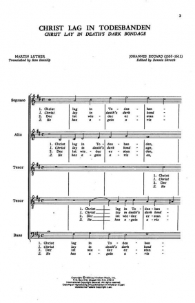 Johannes Eccard, Christ Lag In Todenbanden SATTB, a Cappella Chorpartitur