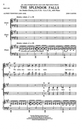 John Carter, The Splendor Falls SATB - Double, Piano Chorpartitur