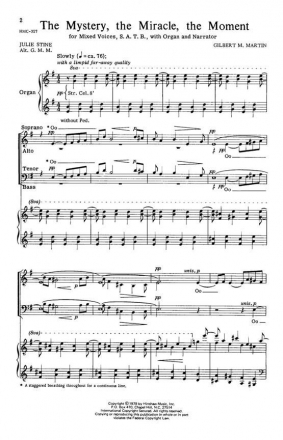 Gilbert Martin, The Mystery, The Miracle, The Moment SATB, Organ and Narrator Chorpartitur