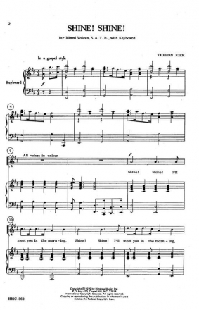 Theron Kirk, Shine! Shine! SATB and Keyboard Chorpartitur