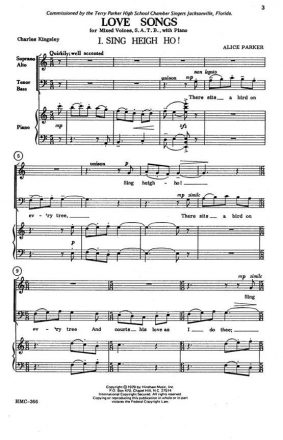 Alice Parker, Love Songs SATB, Piano Chorpartitur