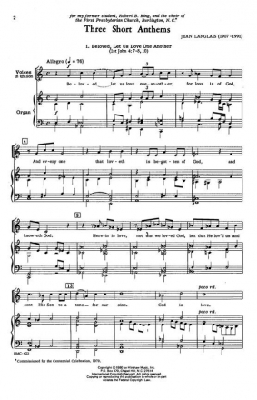 Three Short Anthems for mixed choir and organ choral score