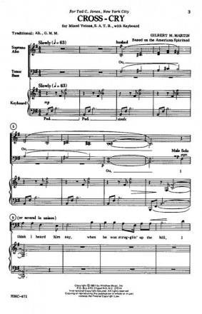 Gilbert Martin, Cross-Cry SATB and Keyboard Chorpartitur