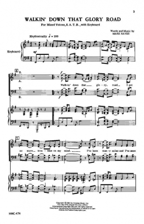 Mark Hayes, Walkin' Down That Glory Road SATB and Keyboard Chorpartitur