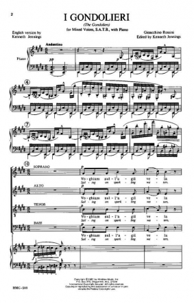 Gioachino Rossini, I Gondolieri (The Gondoliers) SATB, Piano Chorpartitur