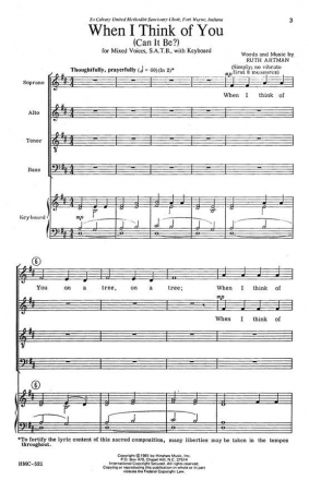 Ruth Artman, When I Think Of You (Can It Be) SATB and Keyboard Chorpartitur