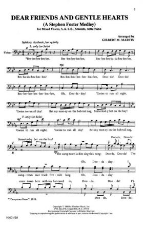 Stephen Foster, Dear Friends And Gentle Hearts SATB, Solo, Piano Chorpartitur