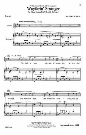 Wayfarin' Stranger SATB and Keyboard Chorpartitur