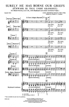 Karl Heinrich Graun, Surely He Has Borne Our Griefs SATB and Keyboard Chorpartitur