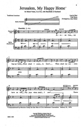 Jerusalem, My Happy Home SATB, Keyboard Or Handbells Chorpartitur