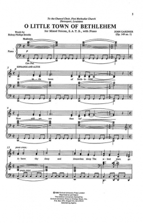 John Gardner, O Little Town Of Bethlehem SATB, Piano Chorpartitur