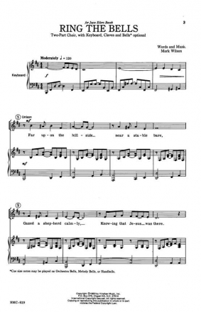 Mark Wilson, Ring The Bells 2-Part, any combination, Keyboard, Claves, Bells Optional Chorpartitur