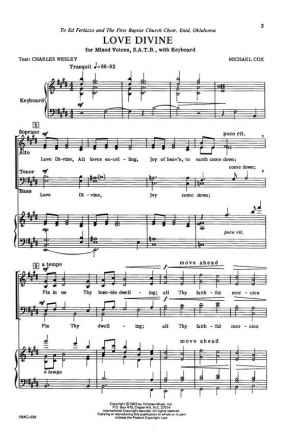 Michael Cox, Love Divine SATB and Keyboard Chorpartitur