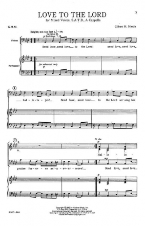 Gilbert Martin, Love To The Lord SATB a Cappella Chorpartitur