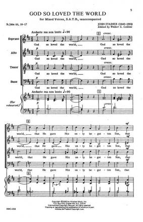 John Stainer, God So Loved The World SATB a Cappella Chorpartitur