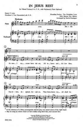 In Jesus Rest SATB, Keyboard, Optional Flute Chorpartitur